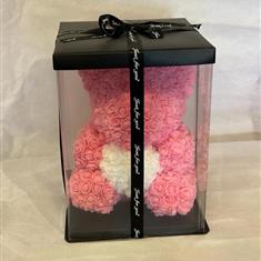 luxury pink and white rose bear 