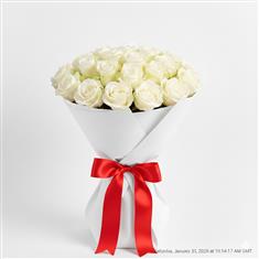 24 white roses 