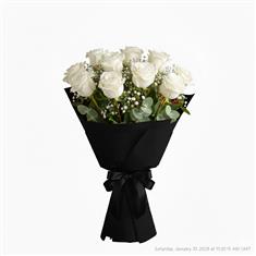 12 white roses classic  wrapping 